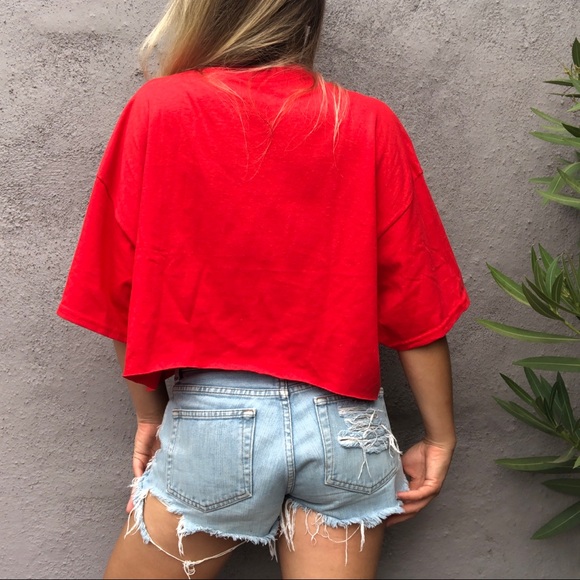 University of Utah red distressed gold eyelet crop - Picture 3 of 7